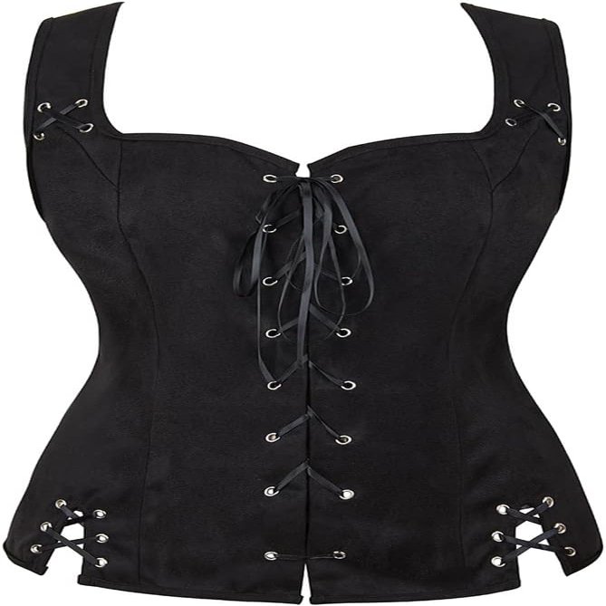 ADELCE Women's Lace Up Pirate Renaissance Steampunk Pirate Vest Viking Costume Bustier Costume Peasant Bodice Black S