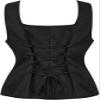 ADELCE Women's Lace Up Pirate Renaissance Steampunk Pirate Vest Viking Costume Bustier Costume Peasant Bodice Black S view 2