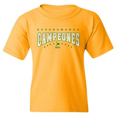 Bucaramanga Campeones Colombia 2024 Soccer Champions Youth Unisex T-Shirt (Gold, Youth X-Large)