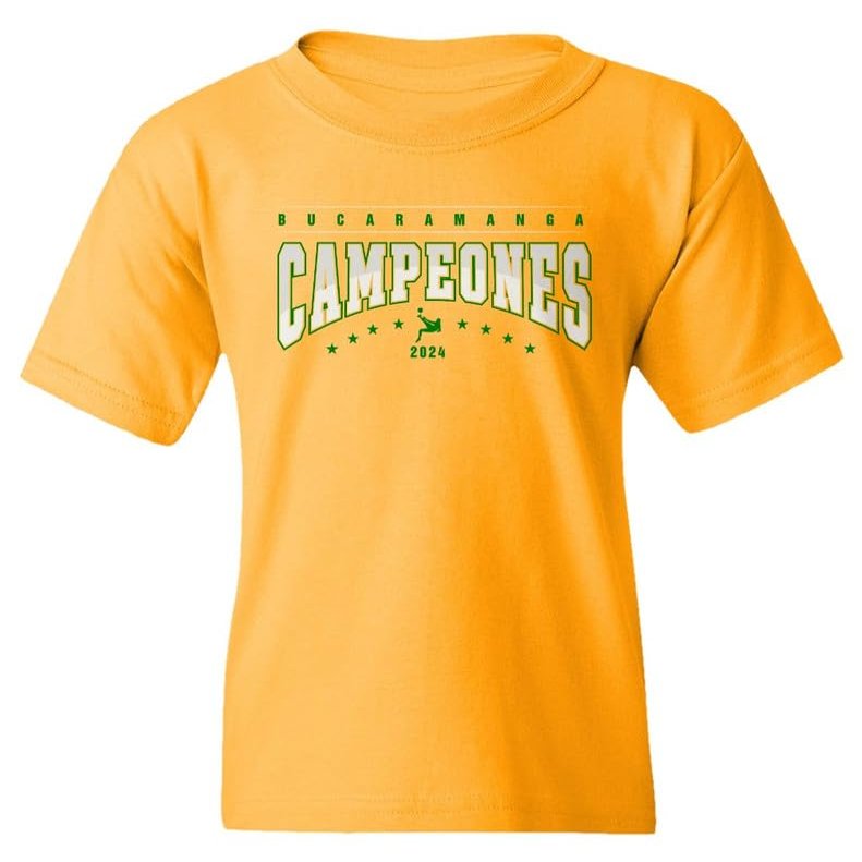 Bucaramanga Campeones Colombia 2024 Soccer Champions Youth Unisex T-Shirt (Gold, Youth X-Large)