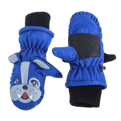 BLULILY 3-5Y Kids Ski Gloves Fleece Warm Snowboarding Skiing Gloves for Kids Winter Cycling Gloves Thick Warm Gloves, Blue