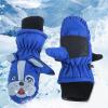 BLULILY 3-5Y Kids Ski Gloves Fleece Warm Snowboarding Skiing Gloves for Kids Winter Cycling Gloves Thick Warm Gloves, Blue view 2