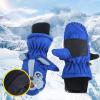 BLULILY 3-5Y Kids Ski Gloves Fleece Warm Snowboarding Skiing Gloves for Kids Winter Cycling Gloves Thick Warm Gloves, Blue view 3