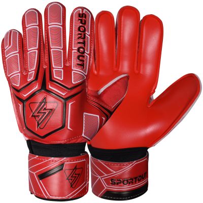 Sportout Goalie Gloves, Goalkeeper Gloves with Finger Protection, Breathable Soccer Goalie Gloves, 4mm Latex, for Kids Youth and Adult(Red,7)
