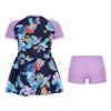 Moily Kids Girls Rash Guard Swimsuit Short Sleeve Swim Dress with Bottoms Beach Bathing Suit Purple 9-10 Years view 2
