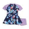 Moily Kids Girls Rash Guard Swimsuit Short Sleeve Swim Dress with Bottoms Beach Bathing Suit Purple 9-10 Years view 4