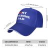 I Love My Awesome Dad Gift Baseball Cap Men Trucker Hat Gift Women Dad Hat Sun Hat Adjustable Ponytail Hat Blue view 3