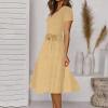 XUNRYAN Bohemian Dresses Women 2024 Summer Casual V-Neck Polka Dots Chiffon Wrap Midi Dress Below Knee Length Trendy Sundress view 3