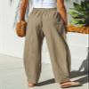 CUPSHE Women Pants Patch Pocket Tapered Leg Elastic Waist Long Pant Casual Beach,Khaki XS view 2