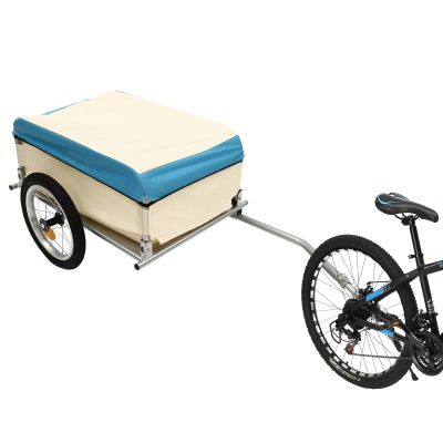 Trailer Steel Frame Storage Cart Wheel Swivel,Large Bicycle Cargo,110 Lbs 16" 50kg Load Transportation Multi-Purpose with Lid Removable Box PVC Fabric Waterproof Bin, Dustproof, Waterproof, Insect