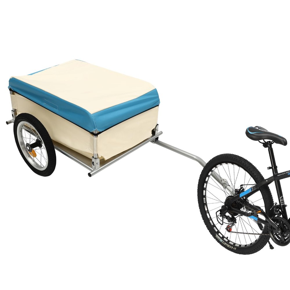 Trailer Steel Frame Storage Cart Wheel Swivel,Large Bicycle Cargo,110 Lbs 16" 50kg Load Transportation Multi-Purpose with Lid Removable Box PVC Fabric Waterproof Bin, Dustproof, Waterproof, Insect