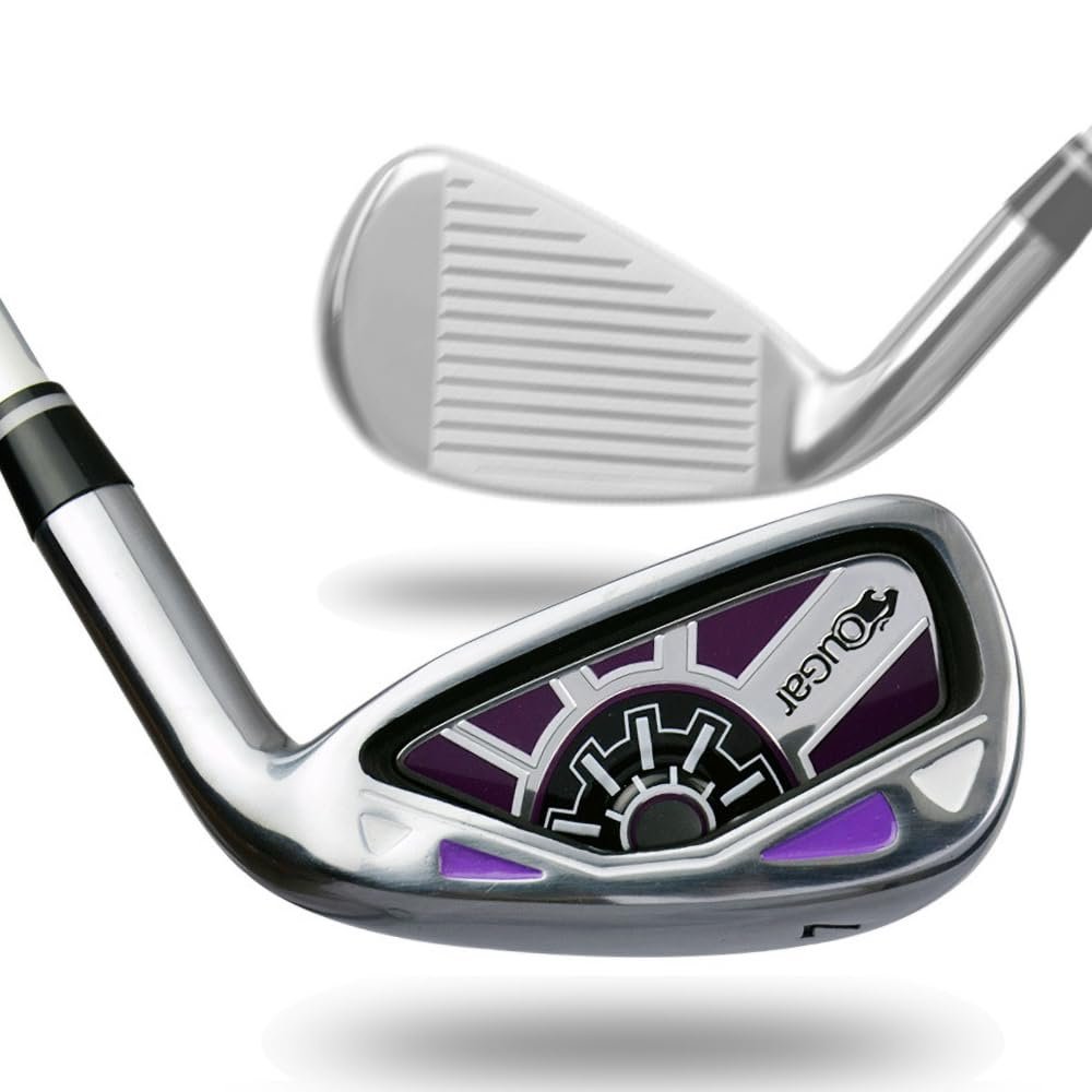 Right-Handed Golf Club Iron with Carbon/Steel Shaft - #7 Single Golf Iron Built for Men and Women Golf Sports (Purple,with Steel Shaft)