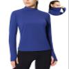 baleaf Women's Thermal Shirts Mock Neck Top with Neck Gaiter Blue XL view 1