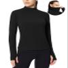 baleaf Women's Thermal Shirts Mock Neck Top with Neck Gaiter Black 2XL view 1