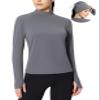 baleaf Women's Thermal Shirts Mock Neck Top with Neck Gaiter Grey 2XL view 1