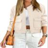 ANRABESS Women Cropped Bomber Jacket 2025 Fashion Casual Trendy Varsity Y2k Jackets Fall Outfits Beige Medium