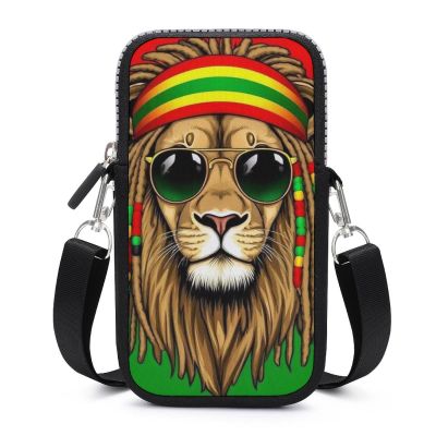 CWECVWE Small Crossbody Cellphone Wallet Bag, Mobile phone bag, Travel Purse Holder With Adjustable Strap Compatible with Cool Rasta Flag Weedleaf Rastafarian Reggae Lion