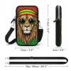 CWECVWE Small Crossbody Cellphone Wallet Bag, Mobile phone bag, Travel Purse Holder With Adjustable Strap Compatible with Cool Rasta Flag Weedleaf Rastafarian Reggae Lion view 2