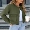 ANRABESS Women Cropped Bomber Jacket 2025 Fashion Casual Trendy Varsity Y2k Jackets Fall Outfits Army Green Large view 3