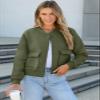 ANRABESS Women Cropped Bomber Jacket 2025 Fashion Casual Trendy Varsity Y2k Jackets Fall Outfits Army Green Large view 4