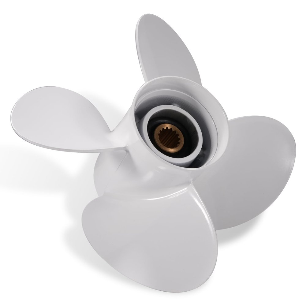 VIF Aluminum Boat Propeller for Yamaha 60HP 70HP 75HP 80HP 85HP 90HP 115HP 130HP Outboard Engines,15 Tooth, Rh (13 Diax17 P 4 Blades)