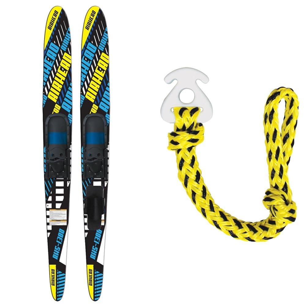 AIRHEAD Combo Water Skis, Tow Rope, and Tube Connector Bundle - 67" Skis, Up to 6,000lb Tow Rope, Fits 1-4 Riders