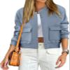 ANRABESS Women Cropped Bomber Jacket 2025 Fashion Casual Trendy Varsity Y2k Jackets Fall Outfits Grey Blue Small