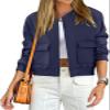 ANRABESS Women Cropped Bomber Jacket 2025 Fashion Casual Trendy Varsity Y2k Jackets Fall Outfits Navy Blue Small
