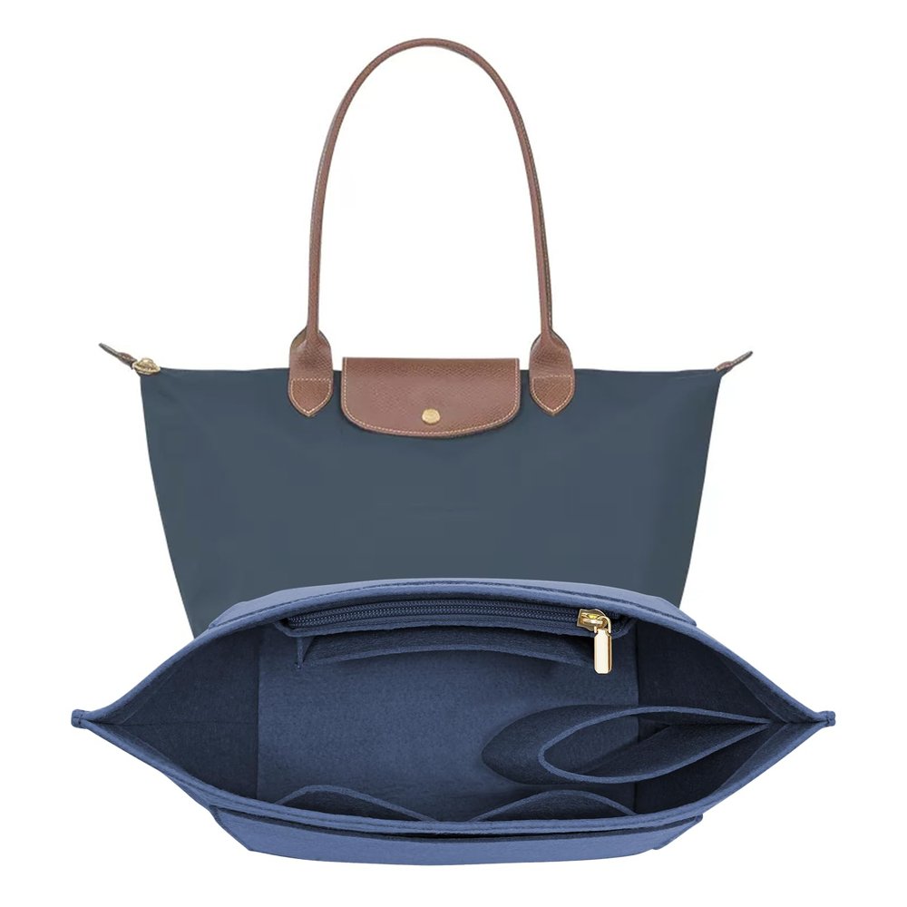 LOUKAYCCI Felt Purse Organizer Insert for Longchamp Le Pliage M Handbag Insert (Dark Blue, Medium)