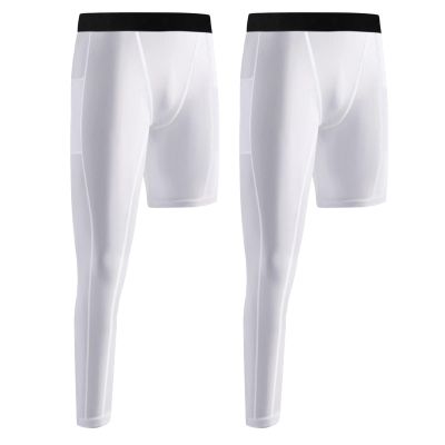 Valcatch Youth Boys' One Leg Compression Pants with Pockets for Basketball Soccer Running Athletic Tights Leggings Base Layer