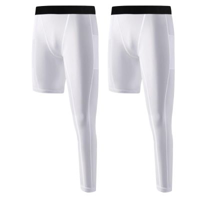 Valcatch Youth Boys' One Leg Compression Pants with Pockets for Basketball Soccer Running Athletic Tights Leggings Base Layer