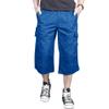 MAGNIVIT Mens Capri Long Twill Cargo Shorts Below Knee 3/4 Cargo Shorts Cotton Relaxed Fit Casual Multi-Pocket ColouredBlue 33 view 2