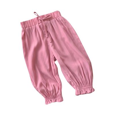 Dkygxwt Toddler Cotton Pants Girls Summer Solid Color Pants Bundle Mouth Casual Pants Children's (Pink, 6-12 Months)