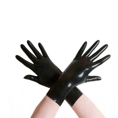 ABWL Black Latex Gloves for Women Men,Natural Rubber Short Gloves Cosplay Costume Party Clubwear (XL)