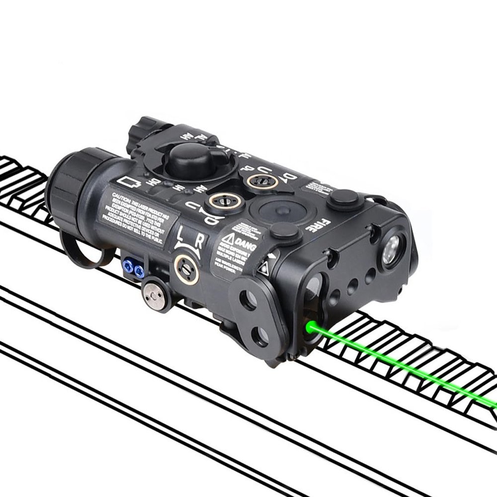 Red/Green/Blue Laser Sight + Strobe/Momentary/Constant Modes Whitelight LED 150 Lumens Flashlight with IR LaserMetal L3-NAGL Box Laser Sightswith Pressure Switchfor 20mm Rail(Green Laser BK)