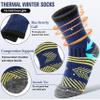 EBMORE Kids Merino Wool Hiking Socks Boys Toddlers Girls Winter Thermal Thick Warm Boot Cushion Ski Snow Gift Socks Stocking Stuffers 6 Pairs (Dark Stripes, 4-7 Years) view 3