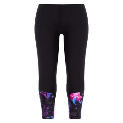 Eandarui Kids Girls Printed Swimming Pants Rash Guard Swimwear Bottoms Swim Leggings UPF50+ Sun Protective Black 12 Years