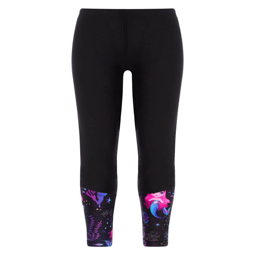 Eandarui Kids Girls Printed Swimming Pants Rash Guard Swimwear Bottoms Swim Leggings UPF50+ Sun Protective Black 12 Years