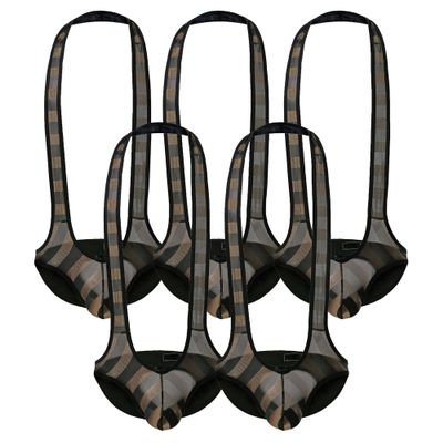 JEsilunmaMY Mens Halter Thong Bodysuit Stretch Breathable Wrestling Singlet Underwear Harness Jockstrap Underwear Swimsuit (Black3-5PC,Large)