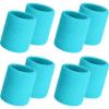 Willbond 8 Pack Wrist Sweatbands Sports Wristbands Tennis Sweatbands Neon 80s Thick Cotton Gymnastics Sweat Band International Sports Athletic Wristband for Men Women Party(Neon Blue) view 1