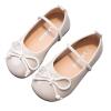 NineFit Basics Toddler Girl Mary Jane Dress Shoes for School - Non Slip Soft Sole Leather Bowknot Kinds Swim Shoes (White, 7.5 Toddler) view 1