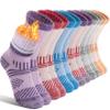 EBMORE Kids Merino Wool Hiking Socks Toddlers Girls Winter Thermal Thick Warm Boot Cushion Ski Snow Gift Socks Stocking Stuffers 6 Pairs (Colored Stripes, 12-15 Years) view 1