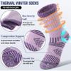 EBMORE Kids Merino Wool Hiking Socks Toddlers Girls Winter Thermal Thick Warm Boot Cushion Ski Snow Gift Socks Stocking Stuffers 6 Pairs (Colored Stripes, 12-15 Years) view 3