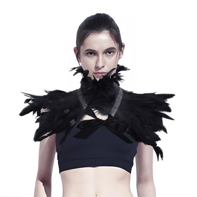 Beisto Halloween Feather Cape Adult Witch Wings Shawl Neck Cover Cosplay Masquerade Party Costume Collar Shoulder Wrap Black