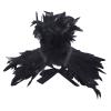 Beisto Halloween Feather Cape Adult Witch Wings Shawl Neck Cover Cosplay Masquerade Party Costume Collar Shoulder Wrap Black view 2