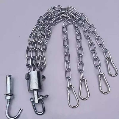Heavy Duty Swing Chains 60cm with 4 Carabiners, Boxing Muay Thai Heavy Bag Hanger Chain and Swivel Silver