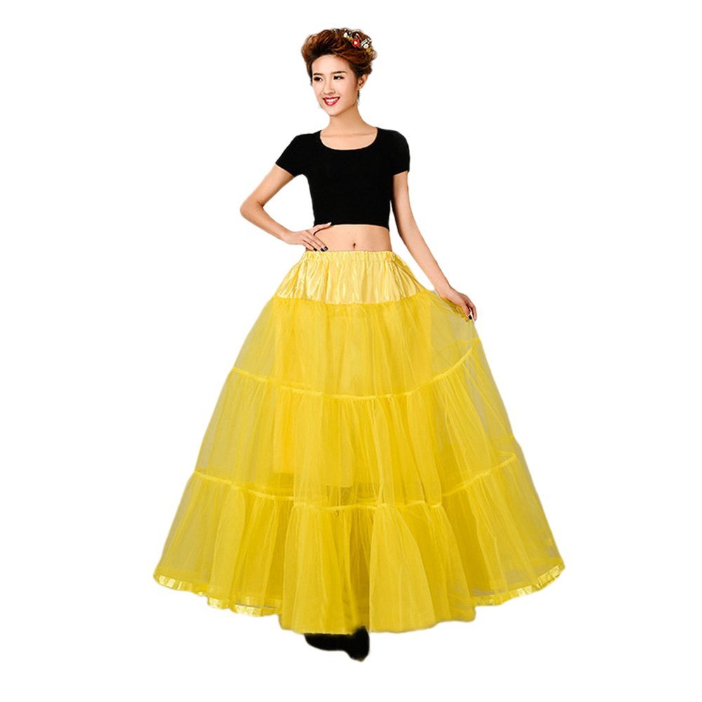 Aline Women's Vintage 50s Rockabilly Petticoat 39 Length Tutu Yellow Underskirts for Women