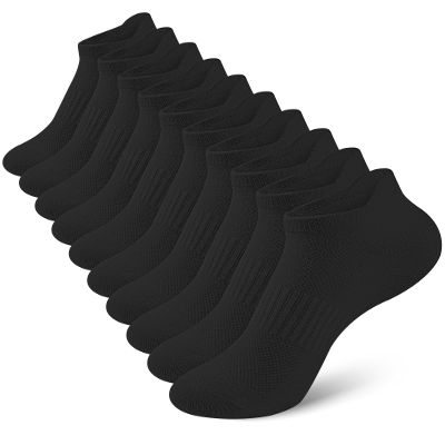 Somaibo 10 Pairs Kids Socks for Boys Girls Low Cut Athletic Ankle Socks Half Cushioned Crew Cotton No Show Socks 7-10 Years Black
