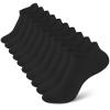 Somaibo 10 Pairs Kids Socks for Boys Girls Low Cut Athletic Ankle Socks Half Cushioned Crew Cotton No Show Socks 7-10 Years Black view 1