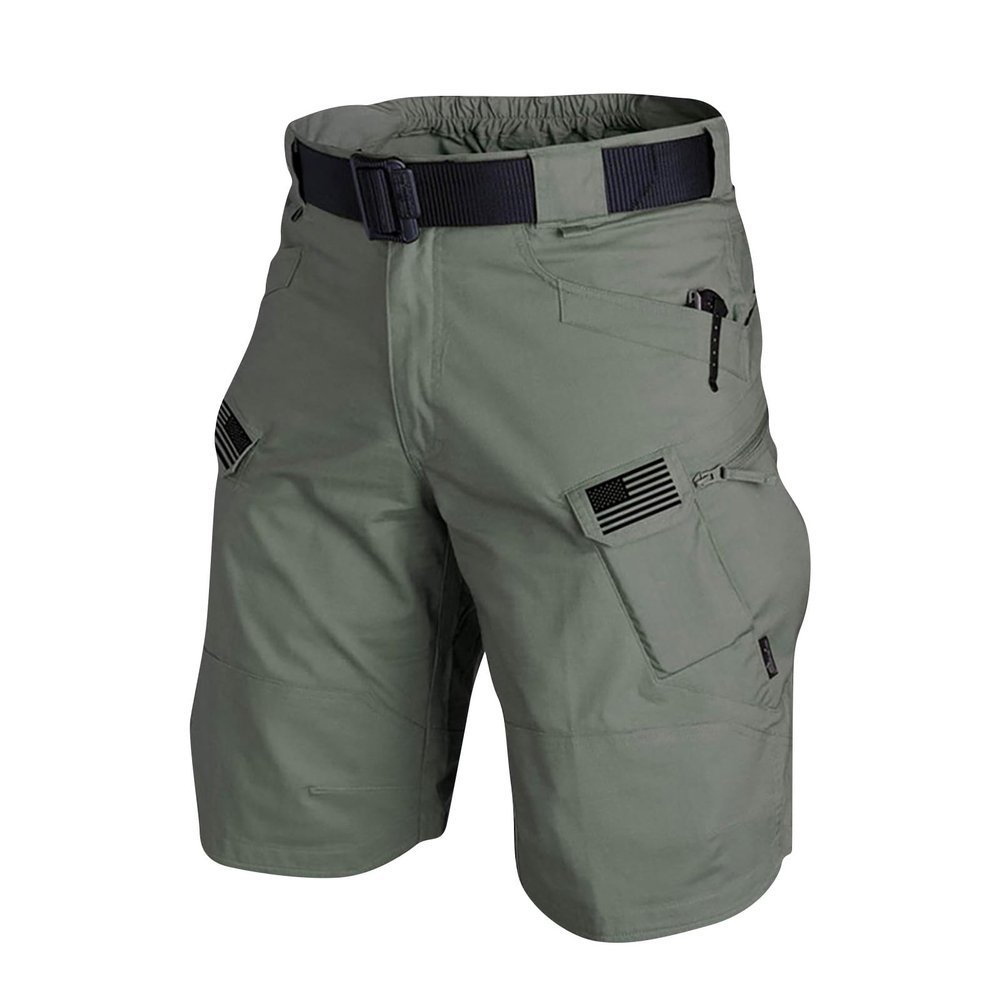 WENKOMG1 Mens Cargo Shorts 4th of July Outdoor Tactical Shorts Patriotic Printed Military Shorts with Multi Pockets, Large, Army Green 2